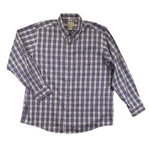 L.L. Bean Button Down Shirt Mens XL Purple Plaid Traditional Fit Cotton